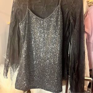 Express Black Sequin Tank Top